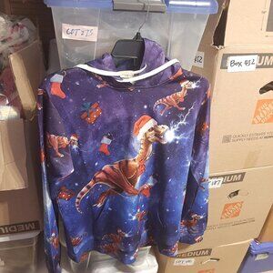 NEW ! SSLR Festival Santa Dog Themed Christmas Hoodies Sweater MultiColor Size M